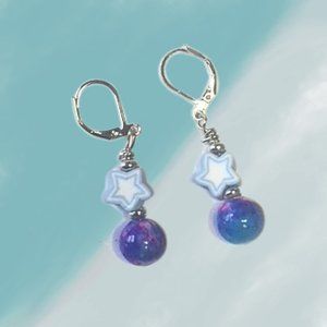 Hand Crafted  Dangle Beaded Earrings on Sterling 925 Hooks